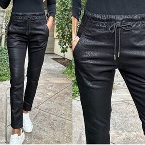 BEVY FLOG Black Faux Leather Straight Leg Pants